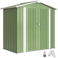 thumbnail image 1 of Outsunny 6.5' x 4'  Outdoor Storage Shed, Metal Garden Shed, Light Green, 1 of 10