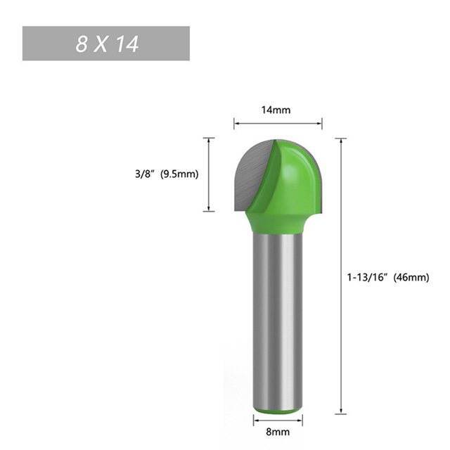Lefu 1pc 8mm Shank Ball Nose End Mill Round Nose Cove CNC Milling Bit Radius Core