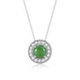 thumbnail image 3 of RYLOS Halo Designer Matching Set Sterling Silver: Ring, Earring & Pendant Necklace. Gemstone & Diamonds, 4MM Emerald May Birthstone; Size 10, 3 of 9