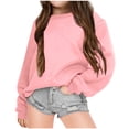 thumbnail image 2 of lcziwo Chandail pour Enfants à Col Rond, Chandail de Base Uni pour Enfants, Tunique Décontractée Oversize à Épaules Tombantes à Manches Longues, Mode Automne Hiver Sans Capuchon Rose, 9 Ans, 2 of 4