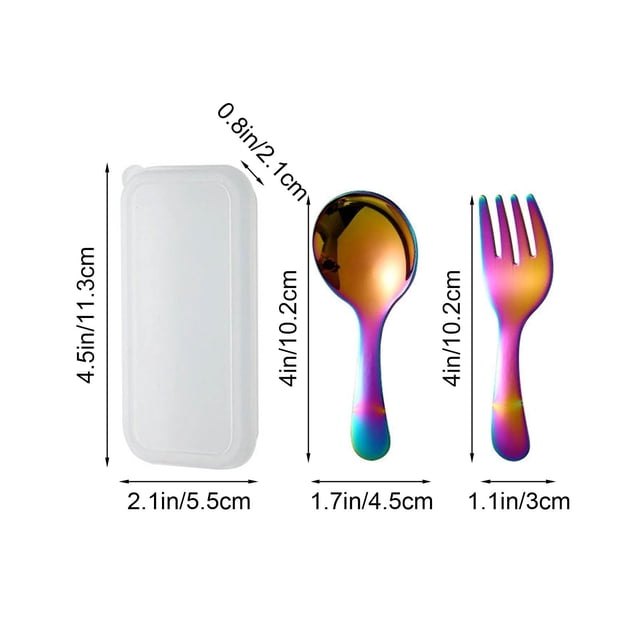 Btomtd Stainless Steel Cutlery Set 304 Stainless Steel Spoon Fork With Box, Multicolor