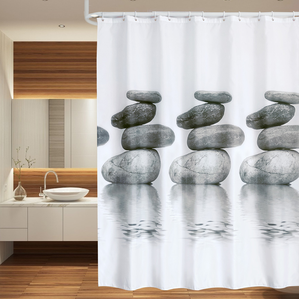 Shower Curtain Liner, Gray Stone Bathroom Shower Curtain Quick Dry Waterproof Shower Curtain with Hanging Hooks, Bath Curtain Heavy Duty Shower Curtains for Bathroom
