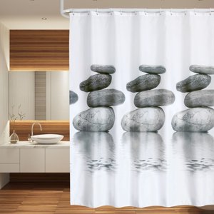 Shower Curtain Liner, Gray Stone Bathroom Shower Curtain Quick Dry Waterproof Shower Curtain with Hanging Hooks, Bath Curtain Heavy Duty Shower Curtains for Bathroom