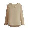 thumbnail image 1 of Chemise Sans Col à Manches Longues pour Hommes, Couleur Unie, Mode, Coupe Ample, 1 of 5