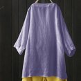 thumbnail image 4 of 2025 T-Shirts Longs Amples Unis pour Femmes Grandes Tailles Texture Lin Chemises pour Femmes Robe, 4 of 4