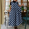 thumbnail image 1 of Uootdi Robes Tablier pour Femmes Col Ras du Cou Sans Manches à Pois avec Poche Robes Maxi Boho Légères Amples Robes Chasubles Cadeau, 1 of 7