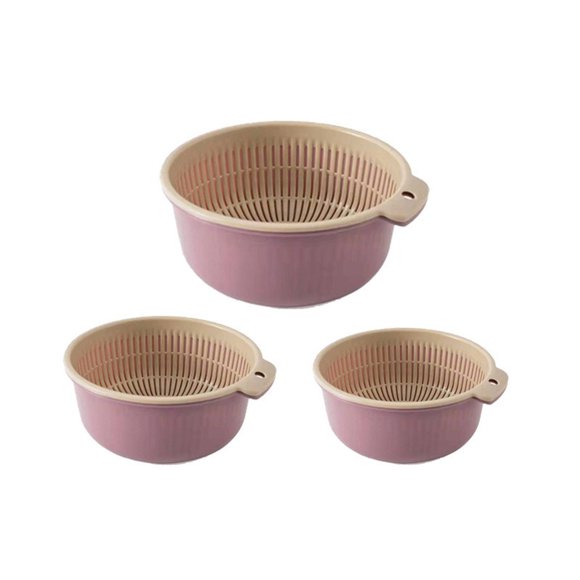 Ensemble de Passoires Empilables pour Fruits et Légumes, 3 Pcs, Paniers Tamis en Plastique Sans BPA avec Trous d'Égouttement, Organisateurs de Cuisine pour Évier Ou Comptoir
