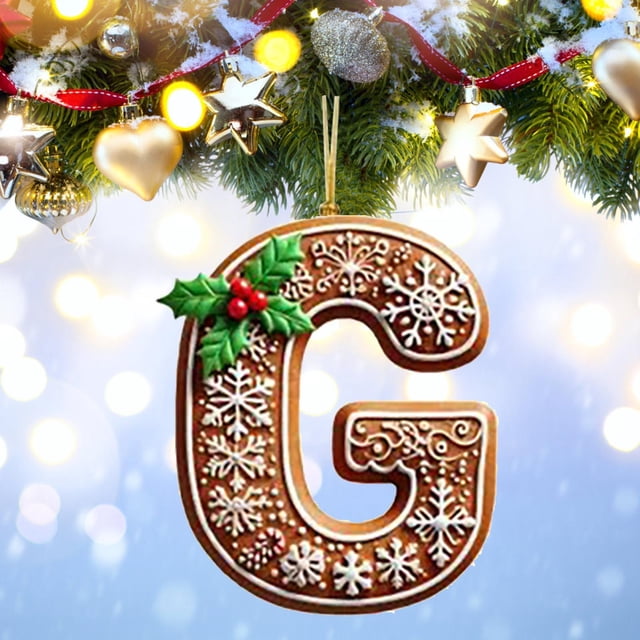 Rwnbm 26 Letters Christmas Tree Decoration Pendant Christmas Tree Ornaments Personalized DIY Christmas Ornaments Christmas Decoration Xmas Tree Hanging Decor Feature