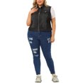 thumbnail image 2 of GRACE & GRANDEUR Veste Sans Manches en Denim Style Camionneur à Fermeture Éclair devant pour Femme Grande Taille, 2 of 6