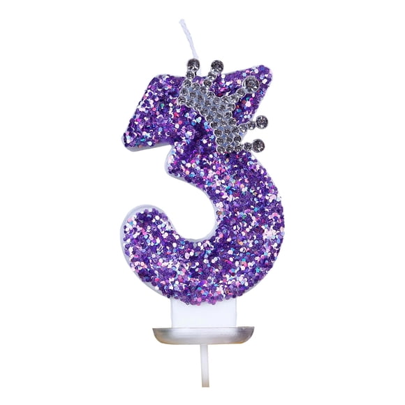 Aqestyerly Purple Glitter Number Birthday Candles 0-9 Set Cake topper Candles for Party Decor