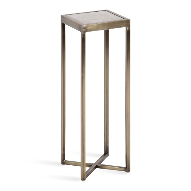 Kate and Laurel Jaspur Table à Boisson Carrée Moderne, 7 x 7 x 21, Quartz Naturel et Laiton, Table d'Appoint Décorative Contemporaine pour un Affichage et un Rangement Stylés