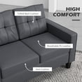 thumbnail image 4 of HOMCOM PU Leather Loveseat, with Armrests and Tufted Backrest, Grey, 4 of 10