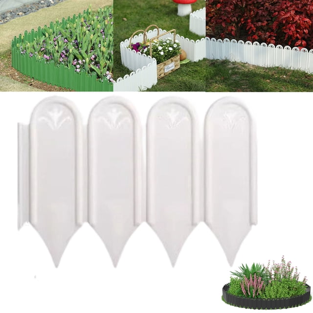 Garden Edging Border & Fences - Heavy-Duty Plastic Lawn Edging Kit w/ Anchoring Pegs ,Landscape Border for Yard, Flower Beds, No-Dig Garden Edging Garden Fences