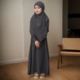 thumbnail image 2 of LUOGENLI Robe Filles Col Rond à Volants Robe de Couleur Unie avec Motif à Volants Robe Maxi pour Filles 2025 Grande Taille Gris Foncé 11-12 Ans, 2 of 4