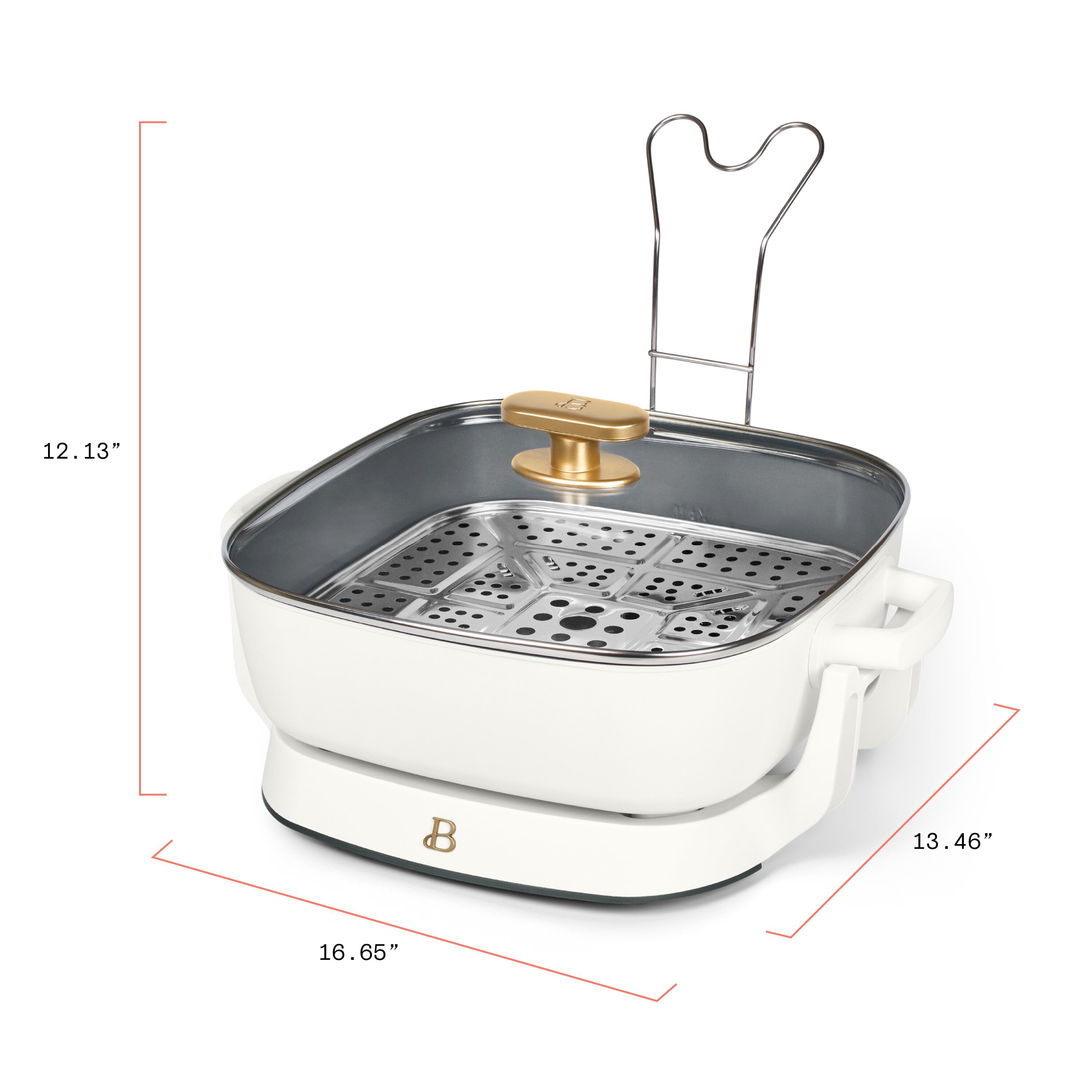Beautiful By Drew Barrymore 5-in-1, 12" x 12" Detachable Electric Skillet with EverGood™ Ceramic Nonstick Coating