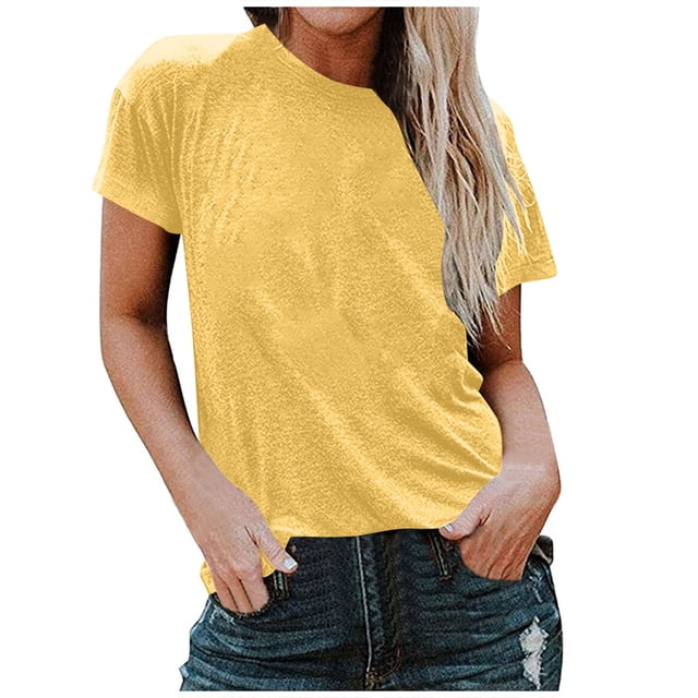 FAIWAD T-Shirts à Manches Courtes pour Femmes Été Col Rond Manches Courtes Grande Taille T-Shirts Décontractés Plage Vacances Basiques