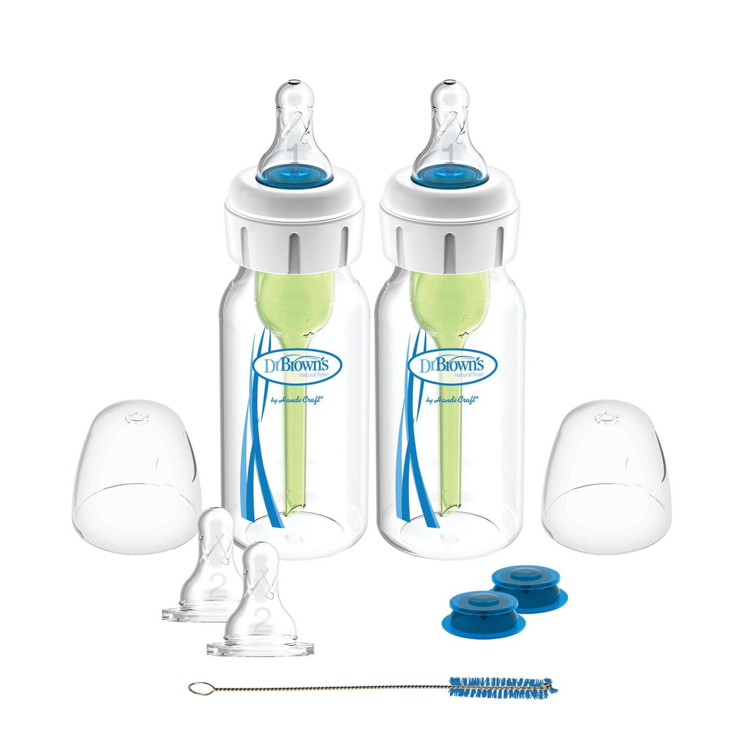 Dr. Brown's Natural Flow Specialty Feeding System with Anti-Colic Baby Bottle and Infant Paced Feeding Valve - 4oz Bottles 2 pack, 0 months+
