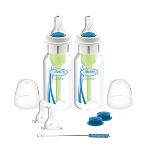 Dr. Brown's Natural Flow Specialty Feeding System with Anti-Colic Baby Bottle and Infant Paced Feeding Valve - 4oz Bottles 2 pack, 0 months+