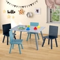 thumbnail image 2 of Gymax 5 Piece Kids Wooden Activity Table and 4 Chairs Play Set Gift w/ Building Blocks, 2 of 9