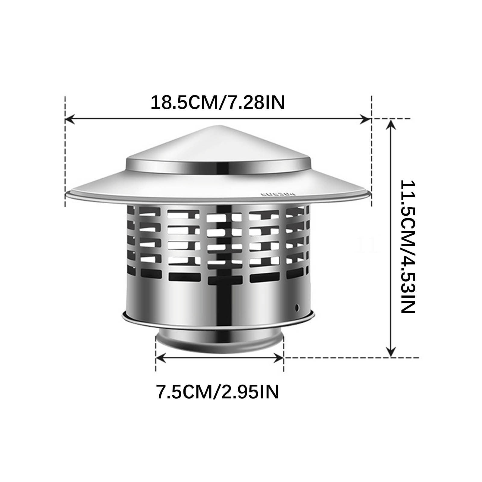 Housse de Conduit de Cheminée Chapeau de Cheminée Haut Capuchon de Cheminée Toit Housse de Cheminée contre la Pluie Dessus de Cheminée en Acier Inoxydable avec Écran