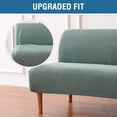 thumbnail image 3 of Armless Futon Cover Stretch Sofa Bed Slipcover Protector Elastic Feature Rich Textured High Spandex Small Checks Jacquard Fabric Futon Cover, Machine Washable, 3 of 7