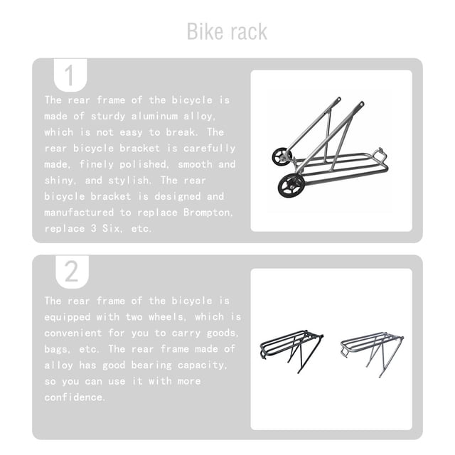 Ruiboury Pliage Porte-Bagages en Alliage Portable Robuste Poli Cargo Arrière Rack Vélo Support de Remplacement pour Brompton Argent