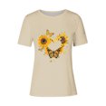 thumbnail image 4 of KIHOUT Nouveau Haut de Mode d'Été pour Femmes 2025, Haut Décontracté à Imprimé Floral pour Dames à Manches Courtes et Col Rond Beige P, 4 of 4