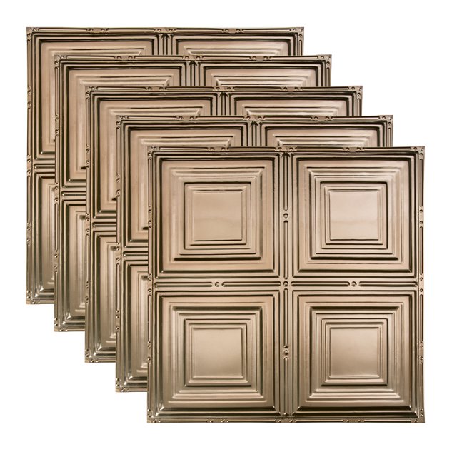 Great Lakes Tin Syracuse Champagne Carreaux de Plafond à Clouter 2 Pi x 2 Pi (Lot de 5)