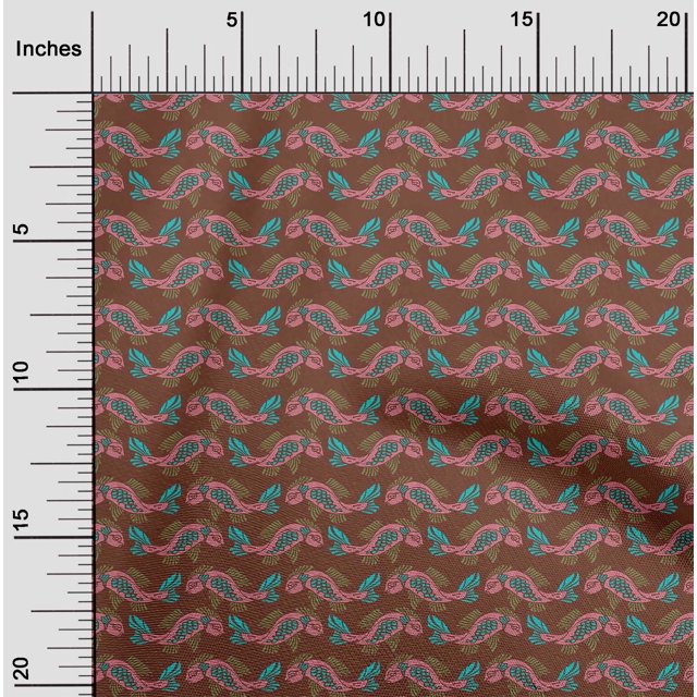 oneOone Polyester Lycra Fabric Fish Block Print Fabric By Yard 56 Inch Wide