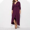 thumbnail image 3 of Weiqiqre Spring Dresses for Women Plus Size Wedding Guest Maxi Dress Long Sleeve Wrap V Neck High Low Split Ruffle Cocktail Dress,Size XL, 3 of 6