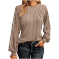 thumbnail image 1 of Timegard Hauts pour Femmes Dentelle Manches Longues Épaules Tombantes Blouse Froncée Automne Décontractée Col Rond T-Shirt Confortable Hauts, 1 of 6
