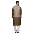 thumbnail image 3 of Atasi Mandarin Collar Traditional Solid Kurta Pajama With Printed Jacket Set, 3 of 3