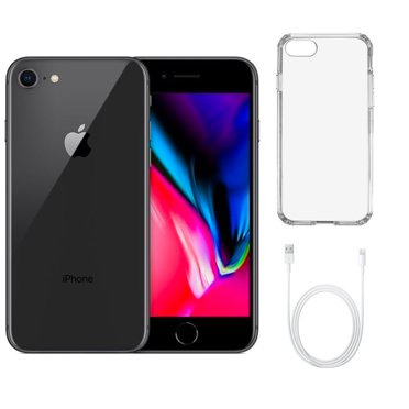 Téléphone Apple iPhone 8 A1863 d'Occasion (Déverrouillé) 64 Go Gris Cosmique (Grade C) avec Étui de Téléphone Transparent
