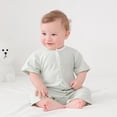 thumbnail image 1 of WERYOUNG Combinaison une-Pièce Filles Garçons Été Décontractée Couleur Unie Col Rond Manches Courtes Barboteuse Enfants Classique Tenue d'Intérieur Barboteuse, Vert, 6-12 Mois, 1 of 7