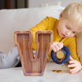 thumbnail image 2 of Wooden English Letter Savings Can with Transparent Glass Front for Coin Storage, 2 of 6