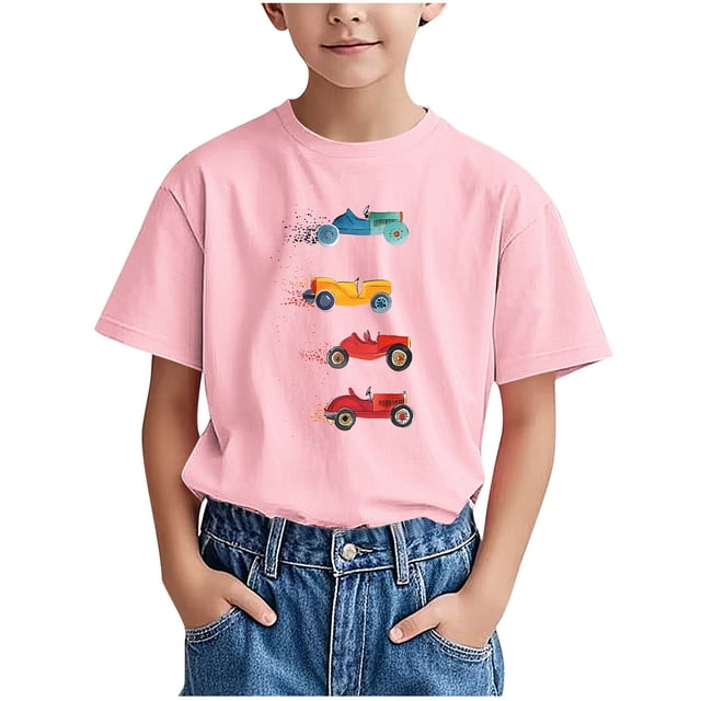 WRKEKC T-Shirts d'Été pour Garçons, T-Shirts Décontractés pour Garçons, T-Shirts Polyvalents Décontractés à Manches Courtes pour Enfants avec Motif Imprimé et Col Rond