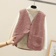 thumbnail image 2 of FAIWAD Womens Fleece Vest Fall Winter Warm Sleeveless Button Down Waistcoat Solid Color Loose Vest Coat, 2 of 7