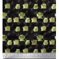 thumbnail image 1 of Soimoi Black Poly Georgette Fabric Sea Plant & Cactus Tree Decor Fabric Printed Yard 42 Inch Wide, 1 of 1