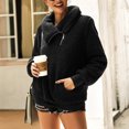 thumbnail image 2 of CEHVOM Womens Warm Faux Coat Jacket Winter Zipper Solid Long Sleeve Sweatshirt, 2 of 8