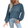 thumbnail image 1 of Timegard T-Shirts pour Femmes à Manches Longues à Col Rond Hauts Basiques Décontractés Confortables Blouses de Couleur Unie, 1 of 6