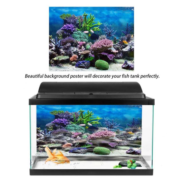 Noref Fish Tank Decoration Poster, Fish Tank Background Paper,PVC Adhesive Underwater Coral Aquarium Fish Tank Background Poster Backdrop Decoration Paper