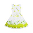 thumbnail image 2 of Robe Fille Imprimé Feuilles de Pomme Verte Satin Nœud Papillon 2 Ans, 2 of 4