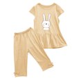 thumbnail image 5 of Chemises pour Filles, Ensemble Deux Pièces Été Col Rond Petit Imprimé Manches Courtes Manches Volantes Taille Élastique Pantalon Court, 5 of 5