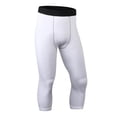 thumbnail image 1 of Men's Compression 3/4 Pants with Pockets,Workout Athletic Stretch Tights Leggings Athletic Base Layer, 1 of 3