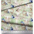 thumbnail image 3 of Soimoi Moss Georgette Fabric Branch & Bird Artistic Print Sewing Fabric Yard 42 Inch Wide, 3 of 3