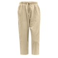 thumbnail image 4 of Women High Waisted Wide Leg Pants Drawstring Elastic Trousers Comfy Straight Leg Long Pants With Pockets, 4 of 5
