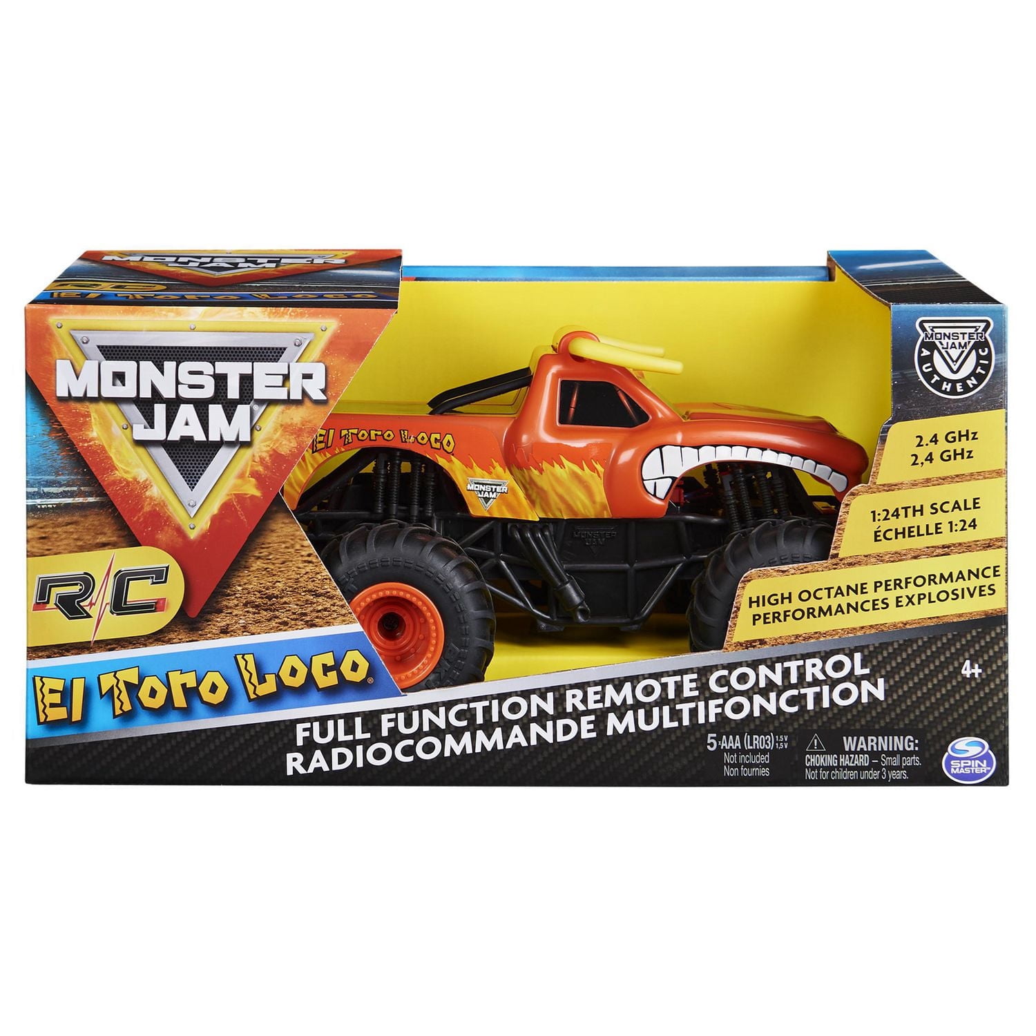 Monster Jam, Official El Toro Loco Remote Control Monster Truck, 1:24 Scale, 2.4 GHz, for Ages 4 and up