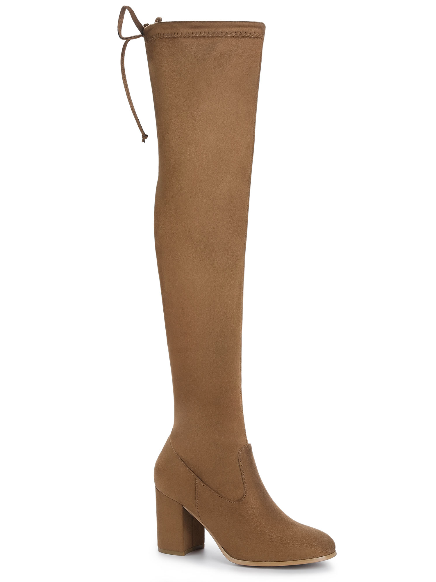 Unique Bargains Women's Round Toe Chunky Heel over The Knee High Boots