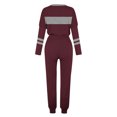 thumbnail image 5 of Posijego Ensemble Femme 2 Pcs Tenue Rayée Décontractée Manches Longues Col Ras du Cou Hauts Pantalons à Cordon Ensembles Détente P-5TG, 5 of 5