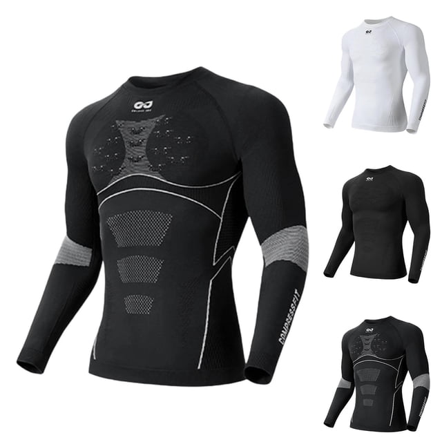 Mceream Chandail Thermique à Col Rond pour Homme Doublé en Molleton Ski Cyclisme Chasse Couche de Base de Compression, Chaud, Séchage Rapide Gris TG